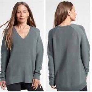 Athleta Grey  Hanover V-neck Sweater Size L